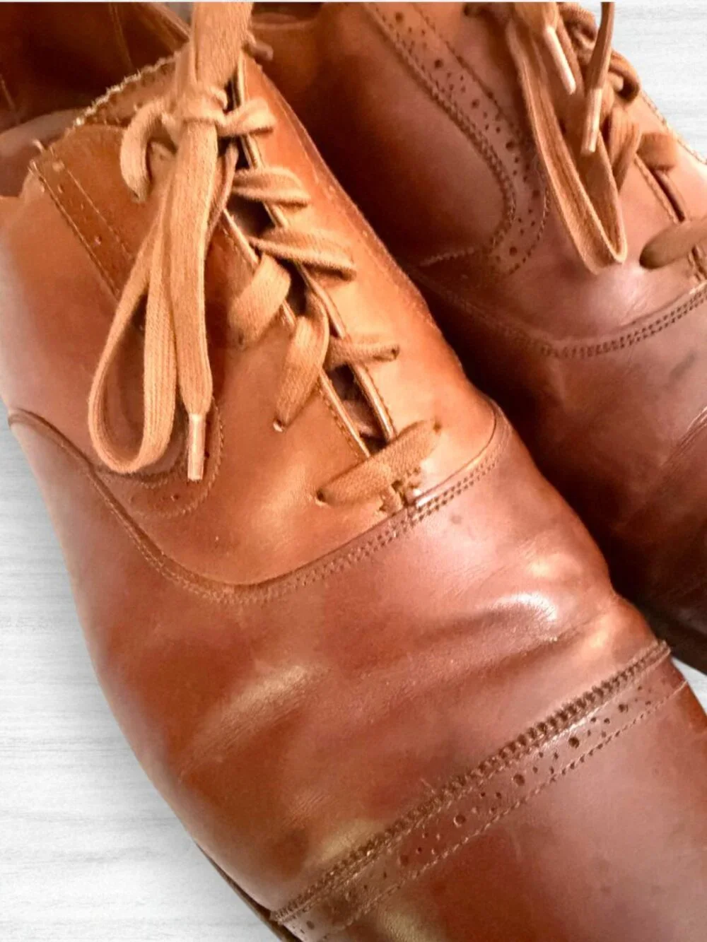 Polo Ralph Lauren Made in England Brown Leather Cap Toe Oxford Shoes 12